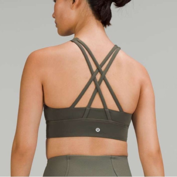 Lululemon Energy High-Neck Longline Tough Bra in Olive Green - Picture 7 of 7